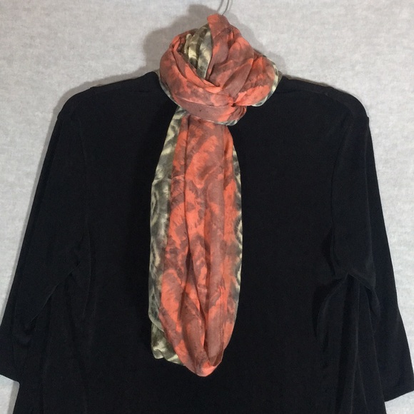 CHARLOTTE RUSSE Muted Rust Sage Green Extra Large Infinity Scarf Tie Dye Design - Picture 5 of 10
